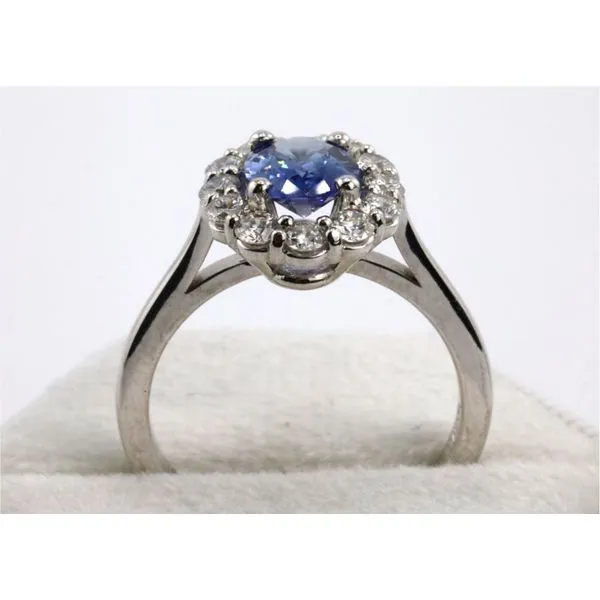 14K White Gold Sapphire and Diamond Halo Ring Image 3 Puckett's Fine Jewelry Benton, KY
