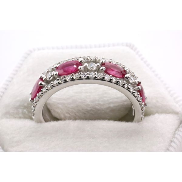 14K White Gold Ruby and Diamond Band Image 3 Puckett's Fine Jewelry Benton, KY