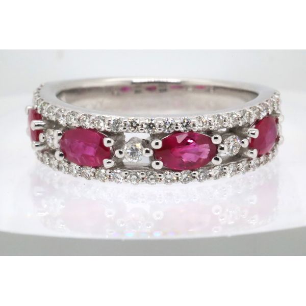 14K White Gold Ruby and Diamond Band Puckett's Fine Jewelry Benton, KY