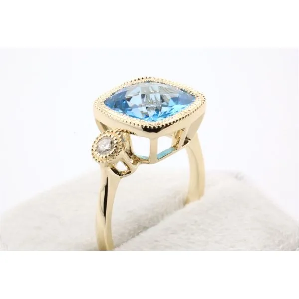 14K Yellow Gold Cushion-Cut Blue Topaz Fashion Ring Image 2 Puckett's Fine Jewelry Benton, KY