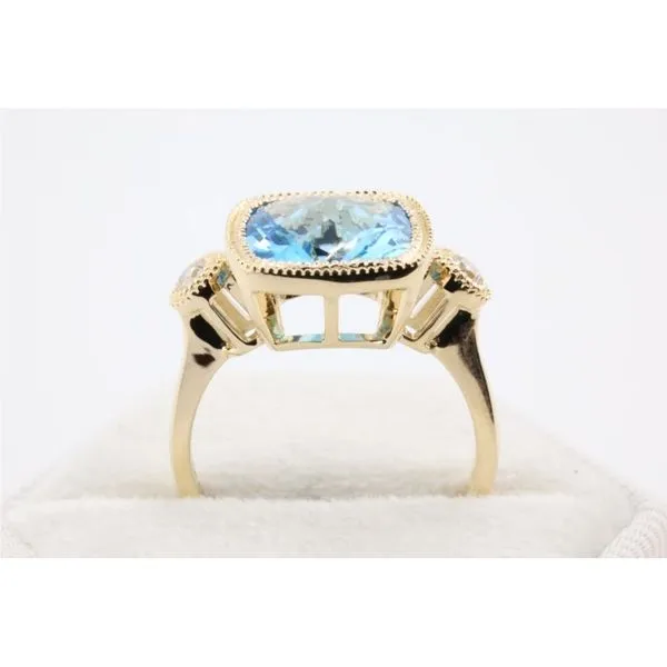 14K Yellow Gold Cushion-Cut Blue Topaz Fashion Ring Image 3 Puckett's Fine Jewelry Benton, KY