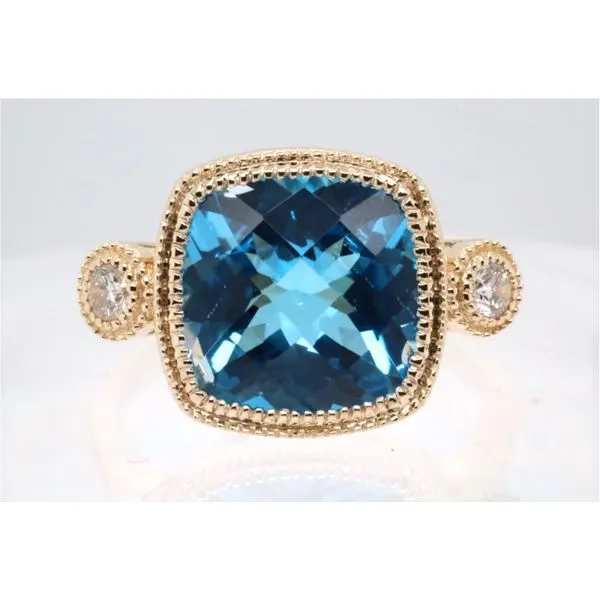 14K Yellow Gold Cushion-Cut Blue Topaz Fashion Ring Puckett's Fine Jewelry Benton, KY
