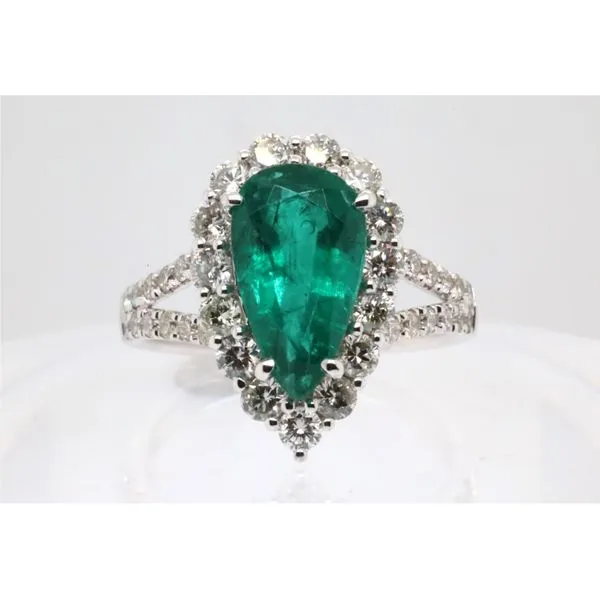 14K White Gold Pear Shaped Natural Emerald Fashion Ring Puckett's Fine Jewelry Benton, KY