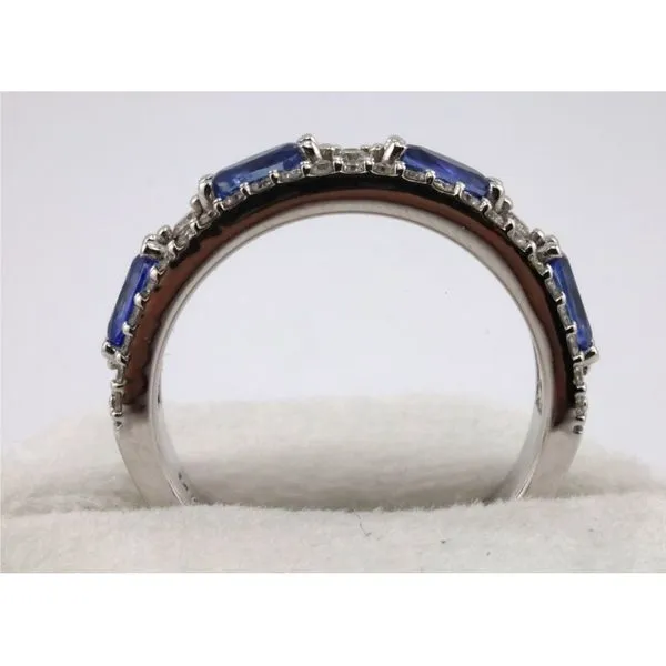 14K White Gold Diamond and Sapphire Band Image 3 Puckett's Fine Jewelry Benton, KY