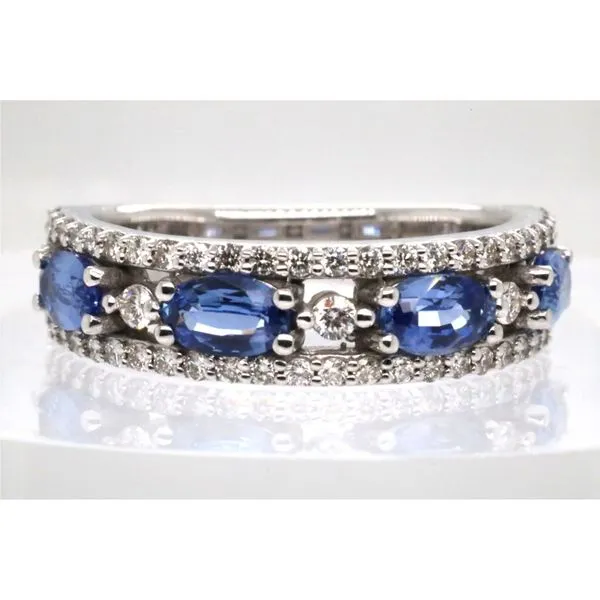 14K White Gold Diamond and Sapphire Band Puckett's Fine Jewelry Benton, KY