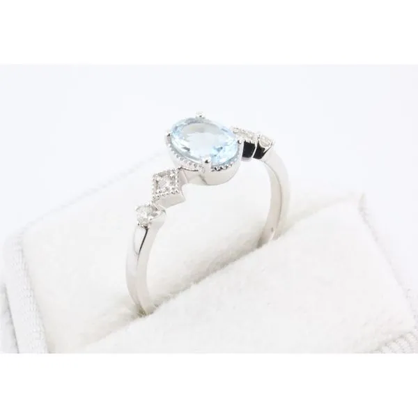 14K White Gold Aquamarine & Diamond Ring Image 2 Puckett's Fine Jewelry Benton, KY