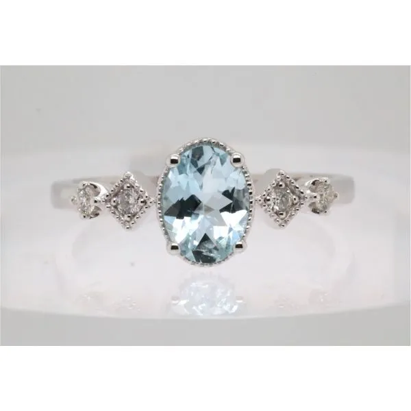 14K White Gold Aquamarine & Diamond Ring Puckett's Fine Jewelry Benton, KY