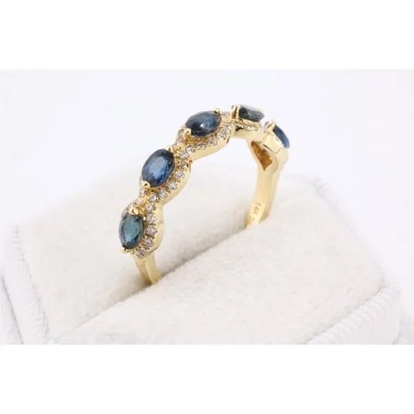 14K Yellow Gold Oval Sapphire & Diamond Band Image 2 Puckett's Fine Jewelry Benton, KY