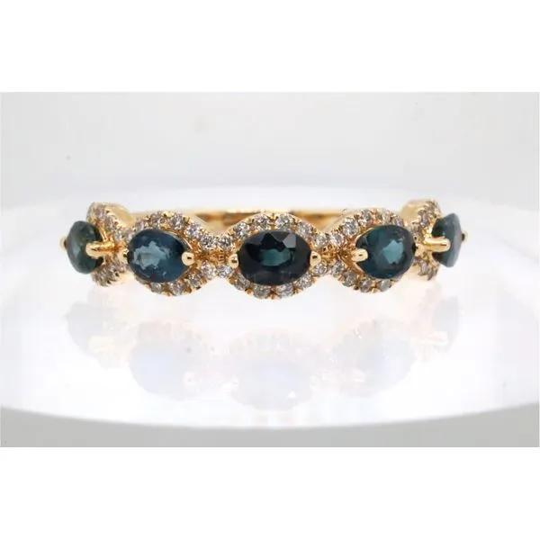 14K Yellow Gold Oval Sapphire & Diamond Band Puckett's Fine Jewelry Benton, KY