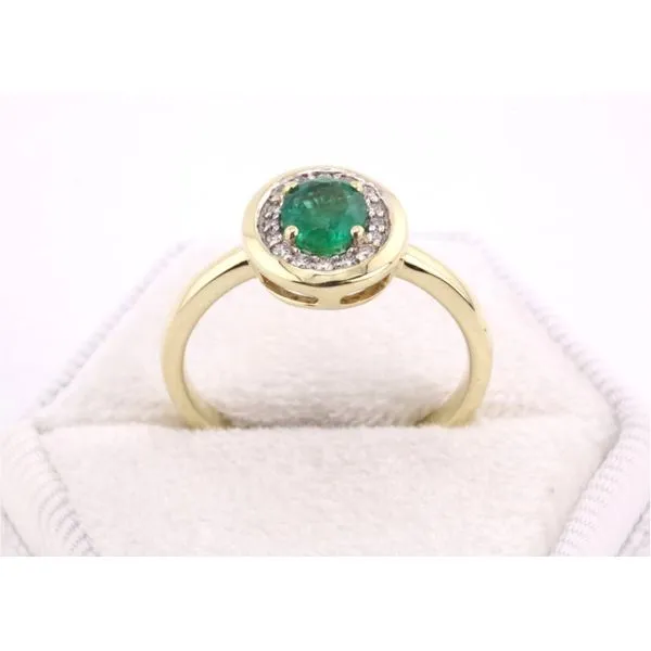 14K Yellow Gold Oval Emerald & Diamond Halo Ring Image 3 Puckett's Fine Jewelry Benton, KY
