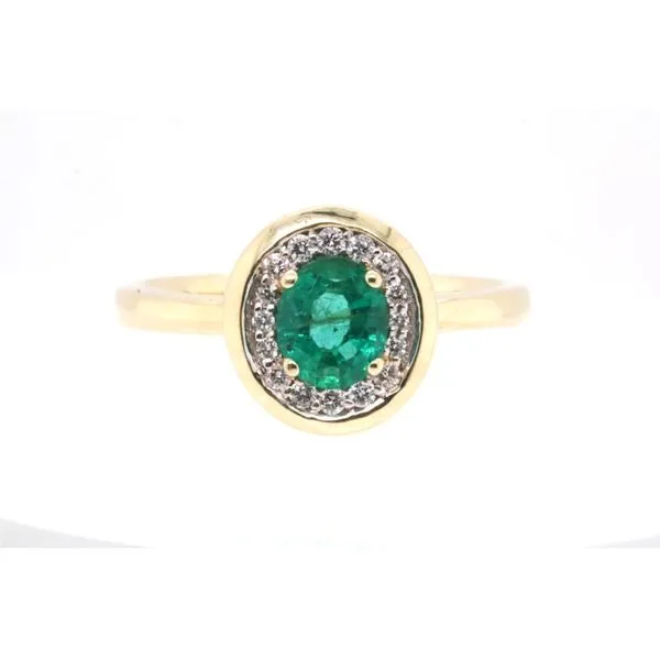 14K Yellow Gold Oval Emerald & Diamond Halo Ring Puckett's Fine Jewelry Benton, KY
