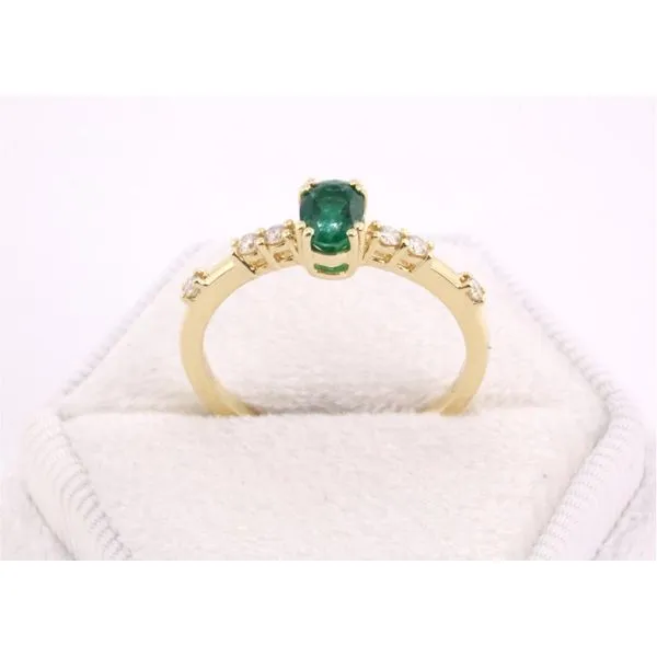14K Yellow Gold Oval Emerald & Diamond Ring Image 3 Puckett's Fine Jewelry Benton, KY
