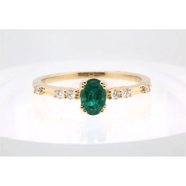 14K Yellow Gold Oval Emerald & Diamond Ring Puckett's Fine Jewelry Benton, KY