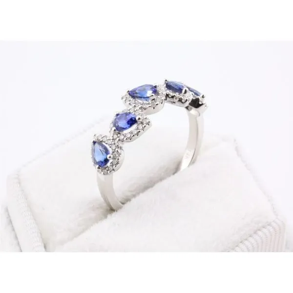 14K White Gold Sapphire & Diamond Band Image 2 Puckett's Fine Jewelry Benton, KY