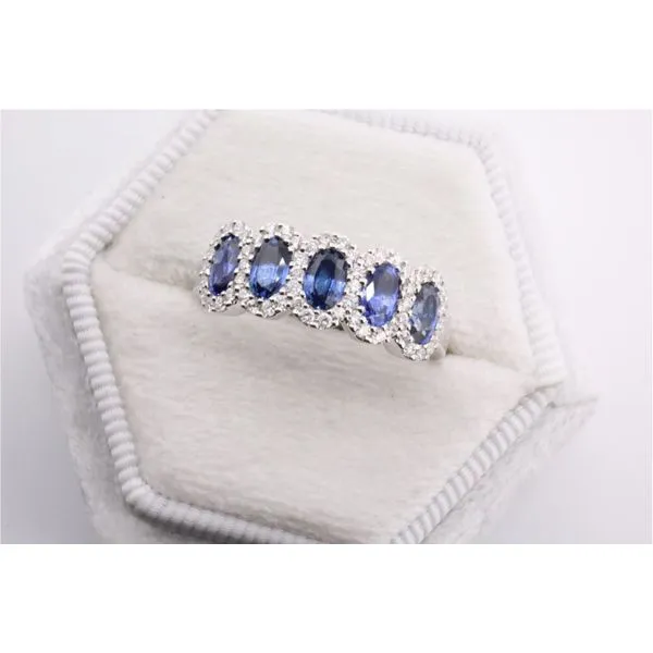 14K White Gold Sapphire and Diamond Band Puckett's Fine Jewelry Benton, KY