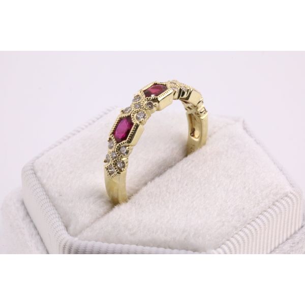 14K Yellow Gold Ruby & Diamond Band Image 2 Puckett's Fine Jewelry Benton, KY