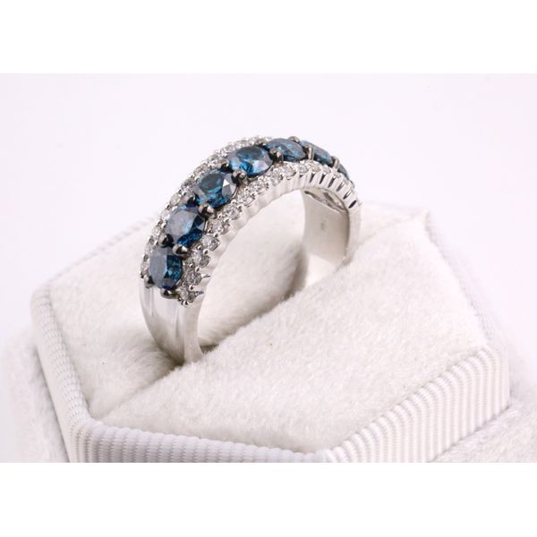 14K White Gold Blue & White Diamond Band Image 2 Puckett's Fine Jewelry Benton, KY