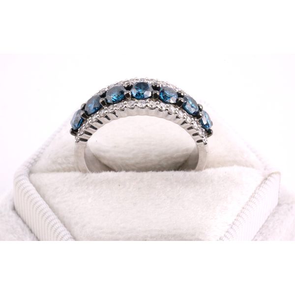 14K White Gold Blue & White Diamond Band Image 3 Puckett's Fine Jewelry Benton, KY