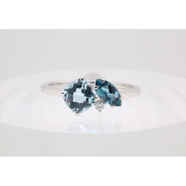 14KW Blue Topaz Duo Ring With Diamond Accent Puckett's Fine Jewelry Benton, KY