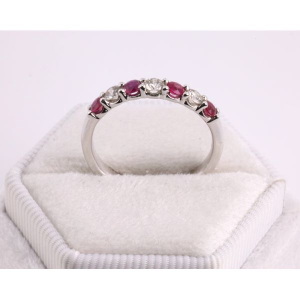 14K White Gold Ruby & Diamond Band Image 3 Puckett's Fine Jewelry Benton, KY