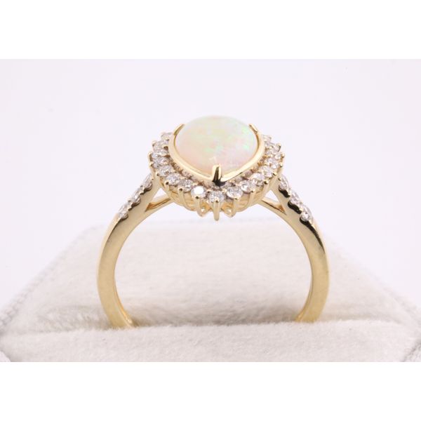 14K Yellow Gold Opal & Diamond Halo Ring Image 3 Puckett's Fine Jewelry Benton, KY