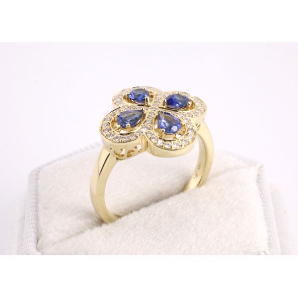 14K Yellow Gold Sapphire & Diamond Ring Image 2 Puckett's Fine Jewelry Benton, KY