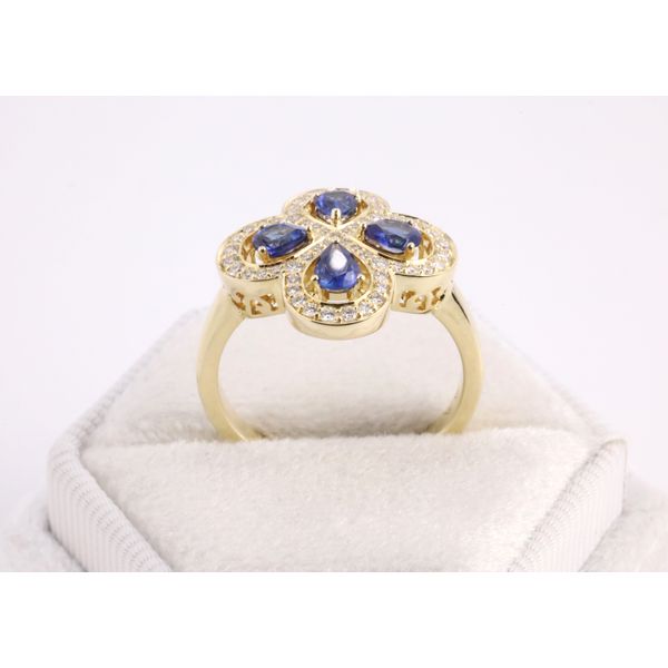 14K Yellow Gold Sapphire & Diamond Ring Image 3 Puckett's Fine Jewelry Benton, KY
