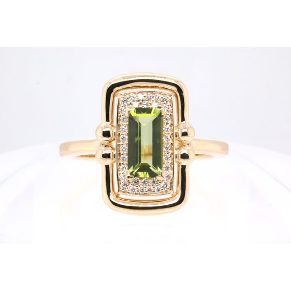 14K Yellow Gold Rectangular Peridot & Diamond Ring Puckett's Fine Jewelry Benton, KY