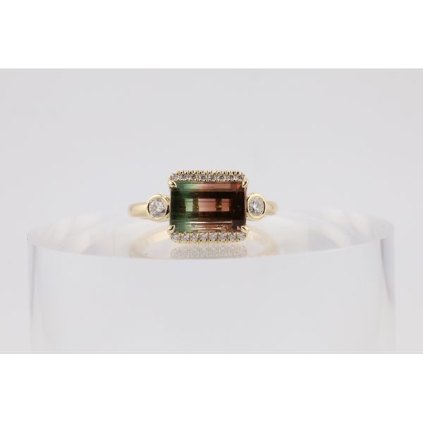 14K Gold Emerald-Cut Watermelon Tourmaline & Diamond Ring Puckett's Fine Jewelry Benton, KY
