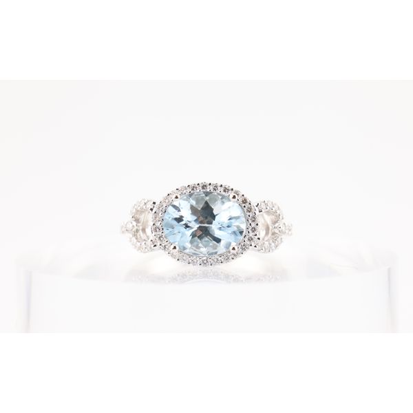 14K White Gold Aquamarine & Diamond Halo Ring Puckett's Fine Jewelry Benton, KY