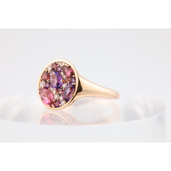 14K Rose Gold Pink Tourmaline, Amethyst & Diamond Ring Image 2 Puckett's Fine Jewelry Benton, KY