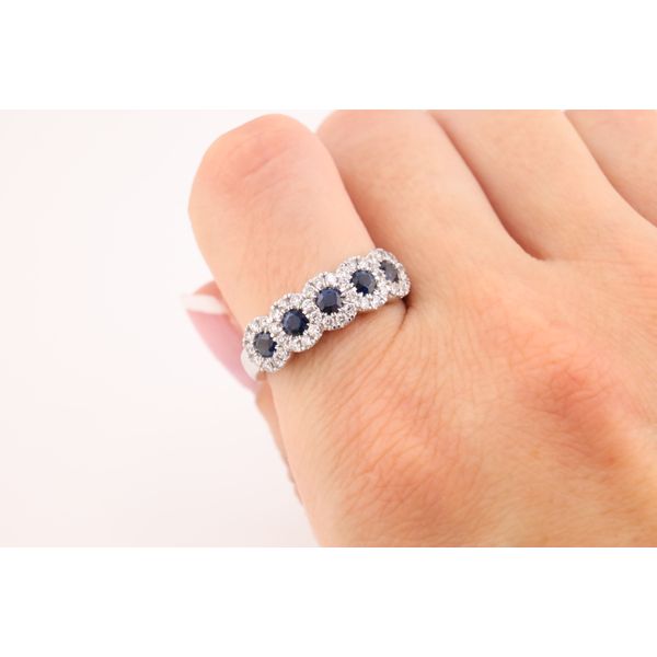 14K White Gold Sapphire & Diamond Band Image 3 Puckett's Fine Jewelry Benton, KY
