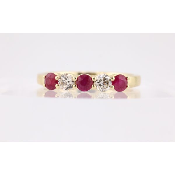 14K Yellow Gold Ruby & Diamond Five-Stone Band Puckett's Fine Jewelry Benton, KY