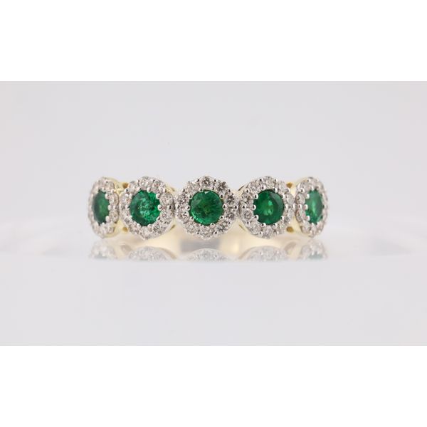 14K Yellow Gold Emerald & Diamond Halo Band Puckett's Fine Jewelry Benton, KY