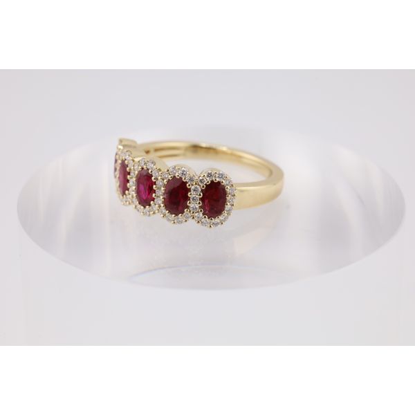 14K Yellow Gold Ruby & Natural Diamond Five-Stone Ring Image 2 Puckett's Fine Jewelry Benton, KY