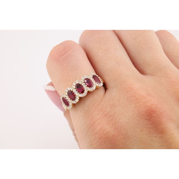14K Yellow Gold Ruby & Natural Diamond Five-Stone Ring Image 3 Puckett's Fine Jewelry Benton, KY