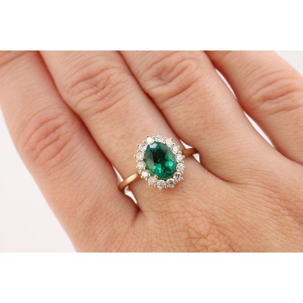 14K Yellow Gold Lab-Grown Emerald & Lab-Grown Diamond Ring Image 4 Puckett's Fine Jewelry Benton, KY
