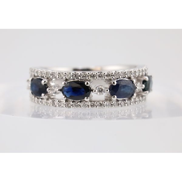 14K White Gold Natural Diamond & Genuine Sapphire Band – 0.46ctw Diamonds, 0.35ctw Sapphire Puckett's Fine Jewelry Benton, KY