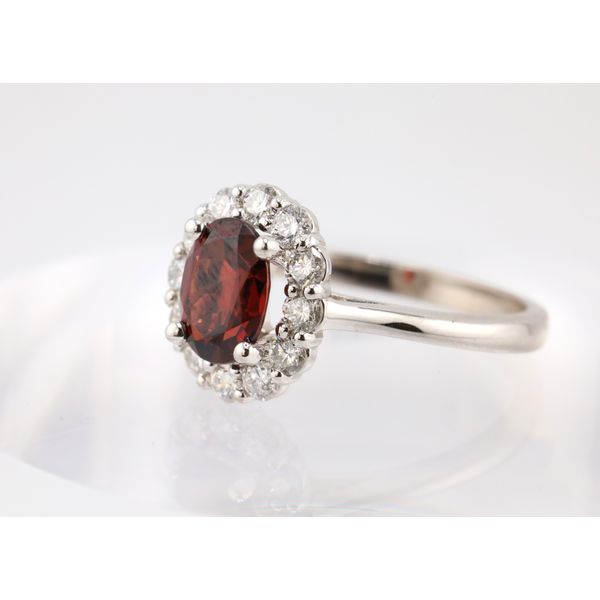 14K White Gold Oval Garnet Ring with Diamond Accents Image 2 Puckett's Fine Jewelry Benton, KY