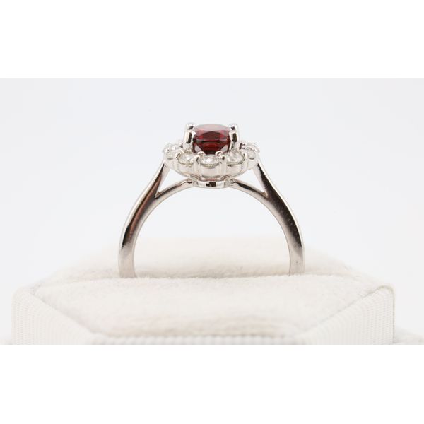 14K White Gold Oval Garnet Ring with Diamond Accents Image 3 Puckett's Fine Jewelry Benton, KY
