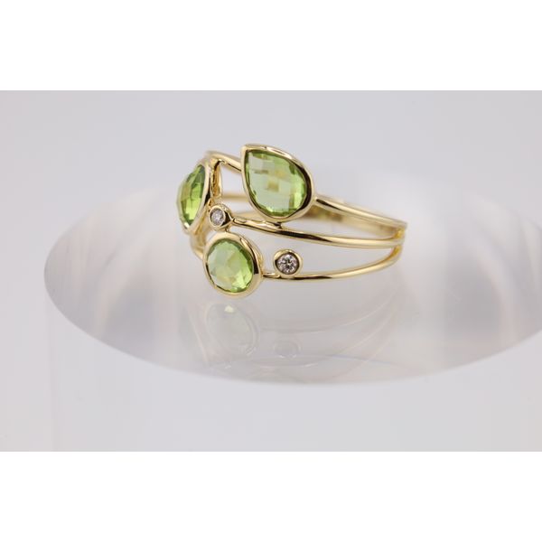14K Yellow Gold Peridot & Natural Diamond Three-Row Ring – 2.45ctw Peridot, 0.05ctw Diamonds Image 2 Puckett's Fine Jewelry Benton, KY