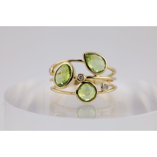 14K Yellow Gold Peridot & Natural Diamond Three-Row Ring – 2.45ctw Peridot, 0.05ctw Diamonds Puckett's Fine Jewelry Benton, KY