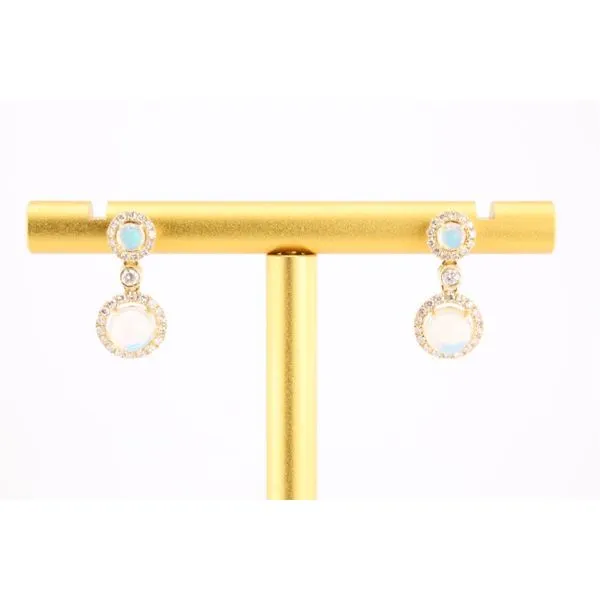14K Yellow Gold Opal & Diamond Halo Earrings Puckett's Fine Jewelry Benton, KY
