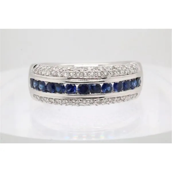 14K White Gold Sapphire & Diamond Channel Band Puckett's Fine Jewelry Benton, KY