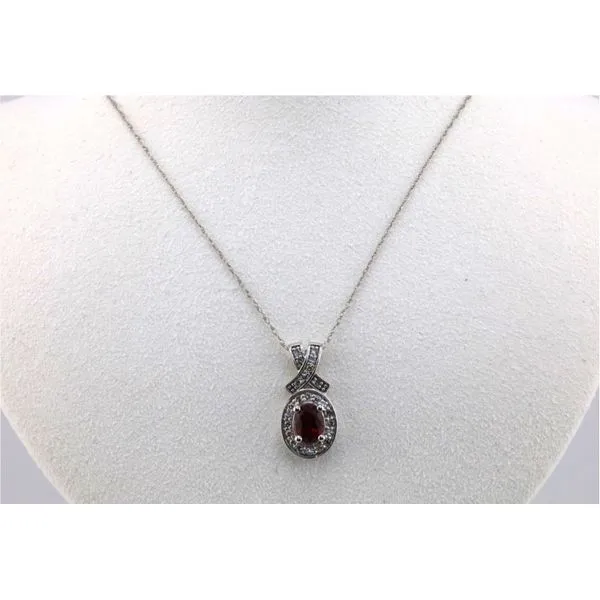 10K White Gold Ladies Genuine Ruby Pendant with Diamond Accents Puckett's Fine Jewelry Benton, KY