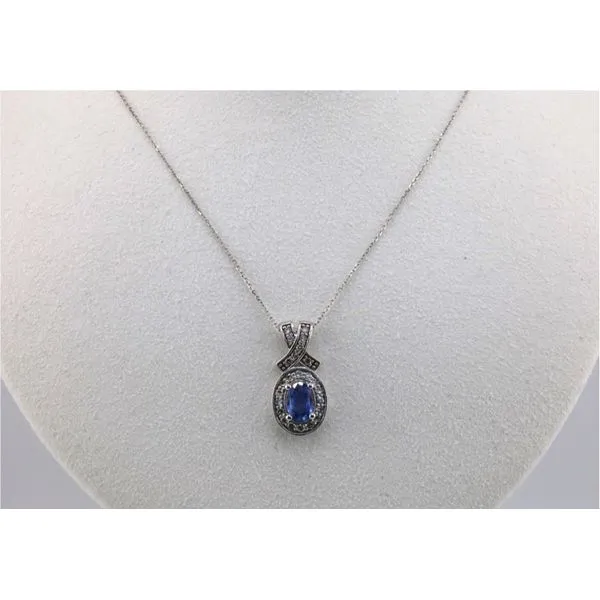 10K White Gold Ladies Genuine Sapphire Pendant with Diamond Accents Puckett's Fine Jewelry Benton, KY