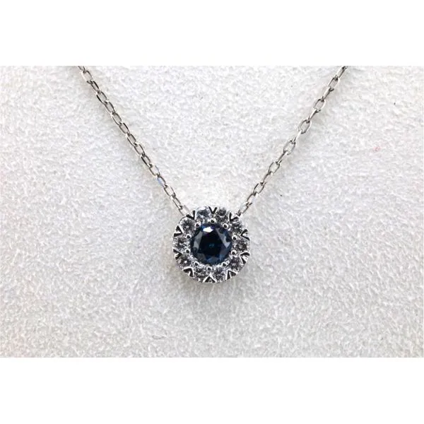 14K White Gold Blue Diamond and Diamond Pendant | .43 CTW Image 2 Puckett's Fine Jewelry Benton, KY