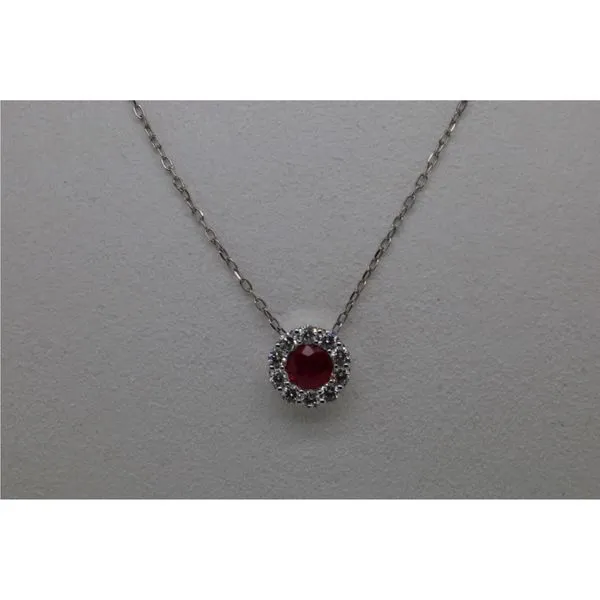 14K White Gold Ruby and Diamond Pendant Necklace Puckett's Fine Jewelry Benton, KY
