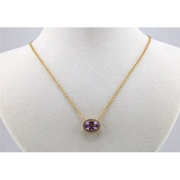 14K Yellow Gold Rose de France Oval Pendant with Diamond Halo Puckett's Fine Jewelry Benton, KY