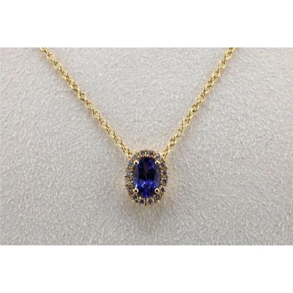 14K Yellow Gold Tanzanite Oval Pendant with Diamond Halo Image 2 Puckett's Fine Jewelry Benton, KY